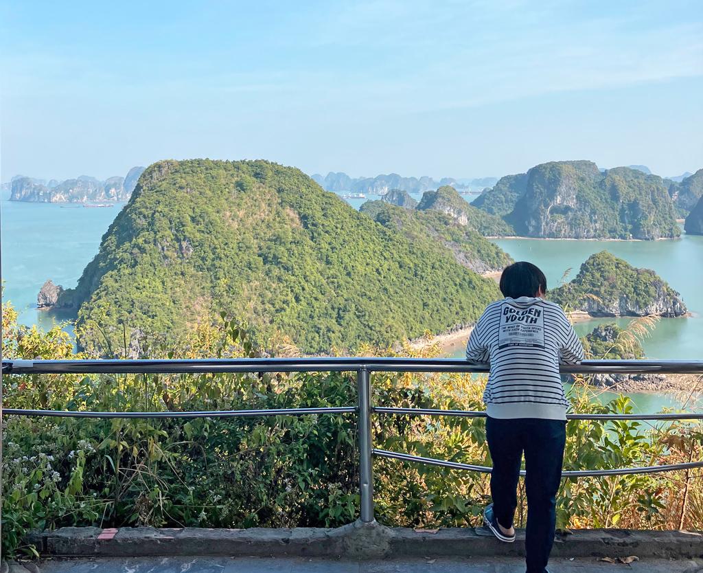 The top of a hike overlooking Ha Long Bay