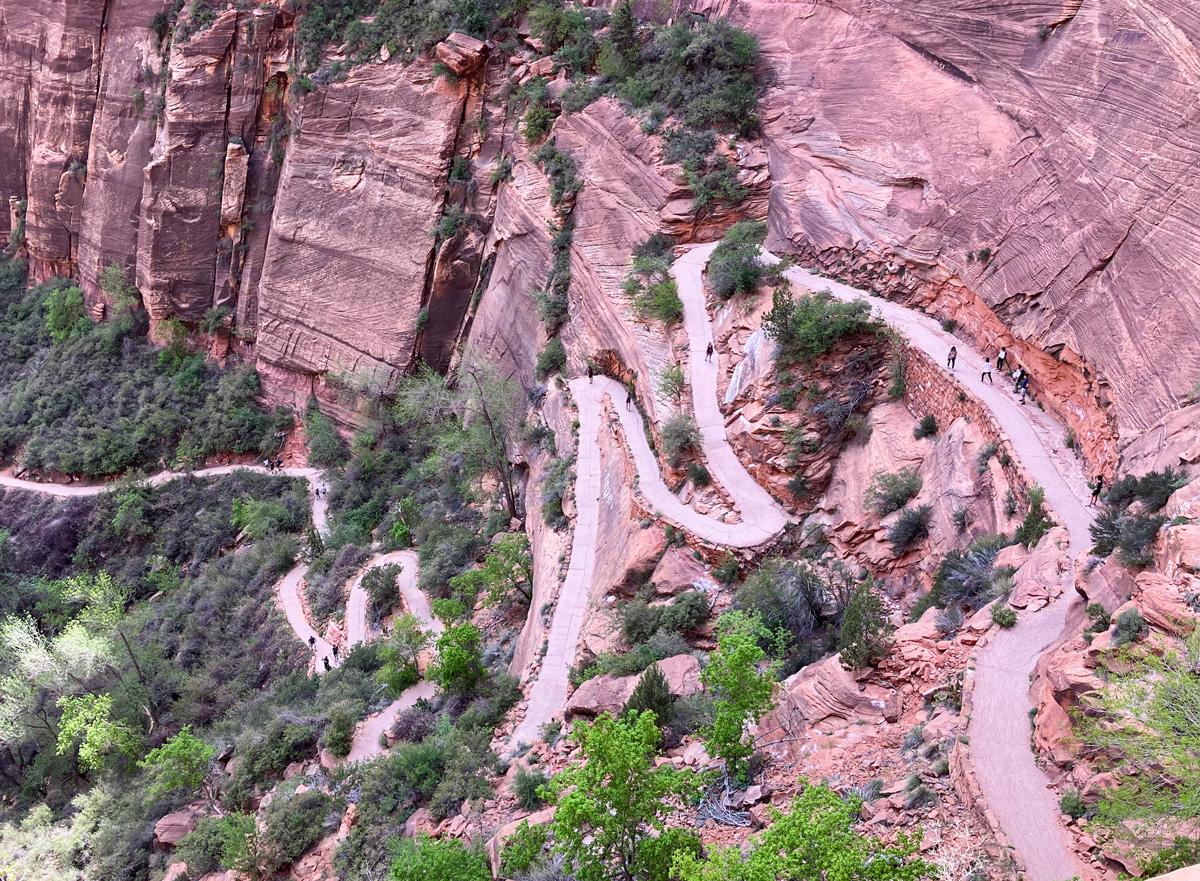 Steep switchbacks on West Rim Trail, the first part of the Angels Landing Trail