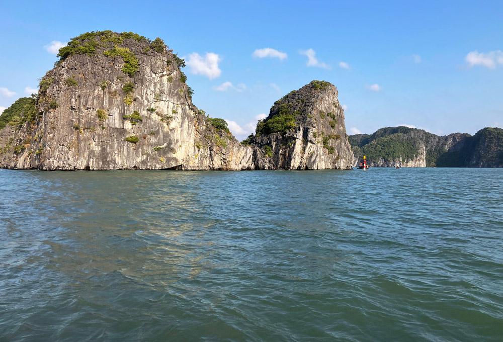 We sailed by many karst islets on our way to the climbs