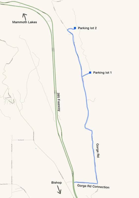 Map of 395 and Owens River Gorge parking